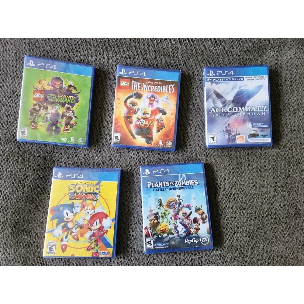 Lot 5 Sony PlayStation Ps4 Plants Zombies Lego Incredibles Sonic Mania DC Super